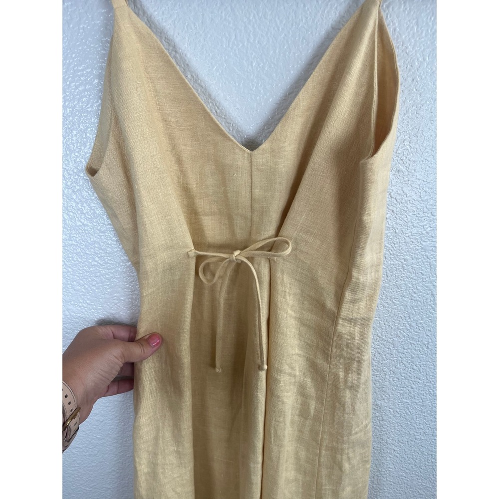 Reformation Mahalo Dress Midi Button Front Linen Blend Yellow Extra Small - Picture 7 of 8